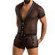 Комплект сітчастої чоловічої білизни Passion 052 SET MICHAEL L/XL black, сорочка, боксери, заклепки