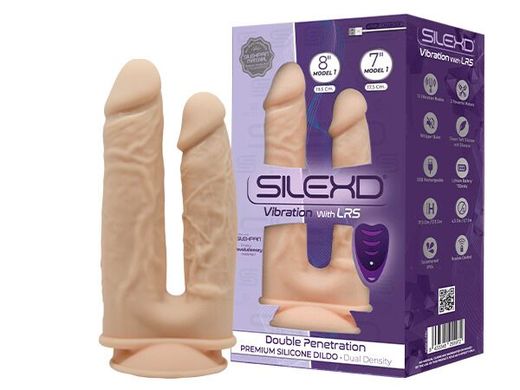 Подвійний фалоімітатор з вібрацією SilexD Double Gusto Vibro Flesh (Model 1 size 8" & 7") + LRS, діа