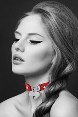 Чокер з замочком-сердечком Bijoux Pour Toi - HEART LOCK Red, екошкіра