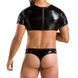 Комплект чоловічої білизни під латекс Passion 057 SET PETER L/XL Black, кроп-топ, стринги