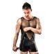 Комплект білизни Passion 016 SET black XXL/XXXL, шортики під латекс і напівпрозора маєчка