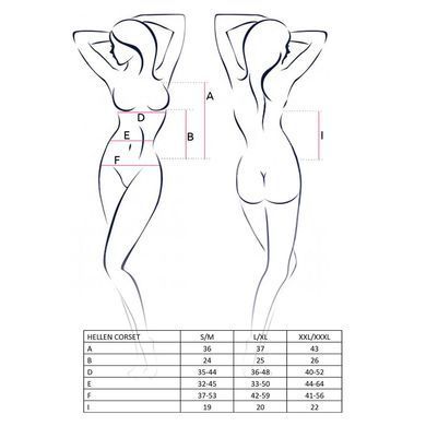 Корсет з пажами HELLEN CORSET black XXL/XXXL - Passion, трусики, напівпрозорий