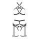 Комплект білизни Passion Exclusive MORGAN SET OpenBra XXL/XXXL, black, стрепи, трусики, ліф, пояс