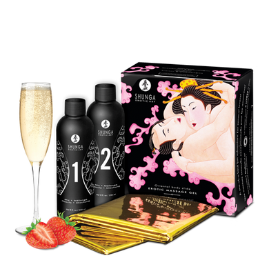 Гель для NURU масажу Shunga Oriental Body-to-Body &ndash; Sparkling Strawberry Wine плюс простирадло