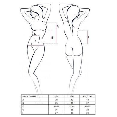 Корсет з пажами BRIDA CORSET red L/XL - Passion Exclusive, трусики, шнурівка