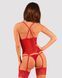 Прозрачный корсет Obsessive Lacelove corset XS/S Red, кружево, подвязки для чулок