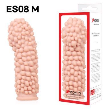 Насадка на член Kokos Extreme Sleeve ES.08 размер M, утолщающая, стимулирующий рельеф, Телесный