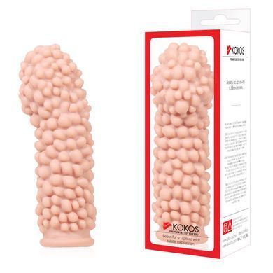Насадка на член Kokos Extreme Sleeve ES.08 размер M, утолщающая, стимулирующий рельеф, Телесный