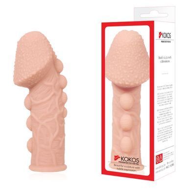 Насадка на член Kokos Extreme Sleeve ES.09 размер M, утолщающая, стимулирующий рельеф, Телесный