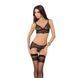 Комплект білизни Passion Exclusive VELIA SET XXL/XXXL, black, напівпрозорий ліф, трусики-пояс