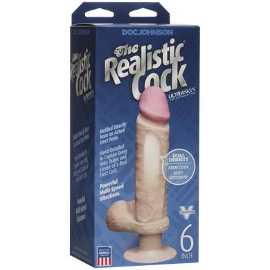 Фалоімітатор Doc Johnson The Realistic Cock 6 inch ULTRASKYN, діаметр 4,3 см, плавне регулювання