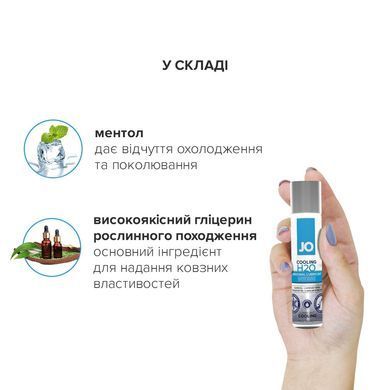 Охолоджувальна змазка на водній основі JO H2O COOLING (30 мл) з ментолом, рослинний гліцерин
