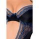 Корсет Gisele Corset black L/XL &mdash; Passion Exclusive: з вирізом на животику, вставки з біло-синього м