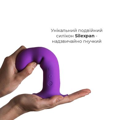 Двошаровий ділдо з вібрацією Adrien Lastic Hitsens 3 Purple, відмінно для страпона, діаметр 4 см, до