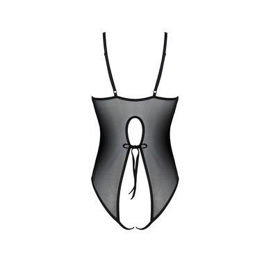 Боді з ажурним декором та відкритим кроком Passion URSULA BODY L/XL, black