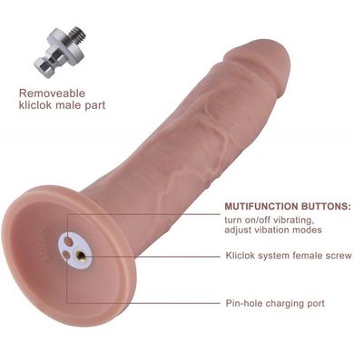 Фаллоимитатор 10.2″ с вибрацией для секс-машин Hismith Silicone Dildo with Vibe, KlicLok, пульт ДУ