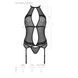 Корсет с пажами Passion SATARA CORSET XXL/XXXL red, стринги, кружево, застежки спереди и сзади
