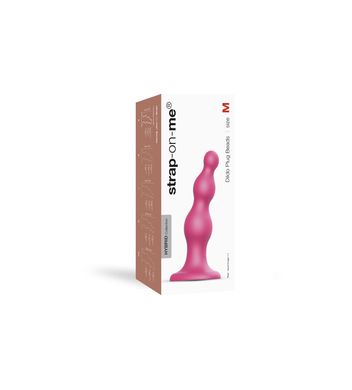 Насадка для страпона Strap-On-Me DILDO PLUG BEADS FRAMBOISE METALLIC - M