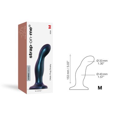 Дилдо Strap-On-Me DILDO PLUG SNAKY METALLIC BLUE, размер M, диаметр 4 см, вводимая длина 15,3 см