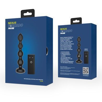 Анальный виброротатор Nexus Tornado Probe Edition, диаметр 3,5 см, вибрация + ротация, пульт ДУ